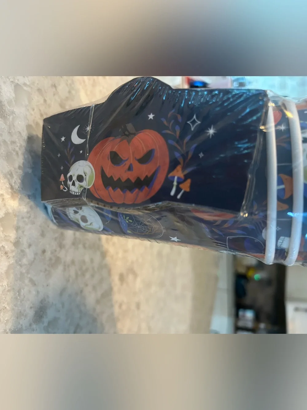 “New” Set of 2 Halloween Themed Disposable Cups - Black & Pink Pumpkin Designs